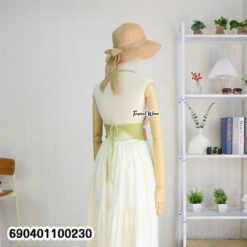 Maxi dress with handmade crochet bralette top and flowing layered skirt.