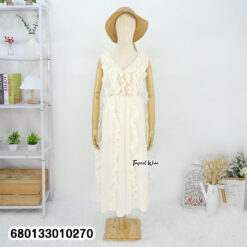 Cotton frill beach dress with free size fit and ruffle neckline