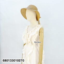 Cotton frill beach dress with free size fit and ruffle neckline