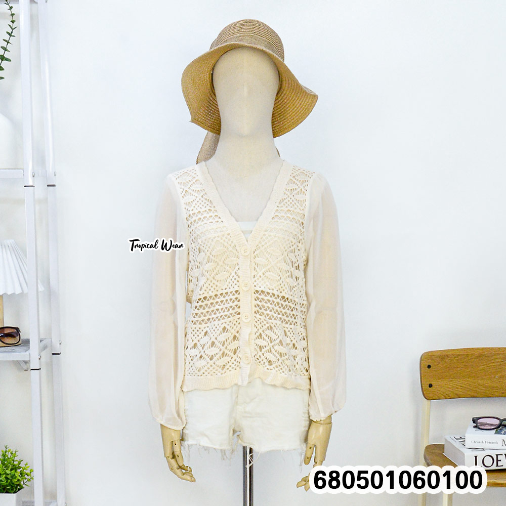 เสื้อแขนยาวชีฟอง ถักลายลูกไม้ - 680501060100 - Image 3