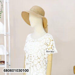 Boho cotton lace top with short sleeves in white free-size