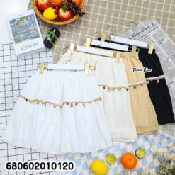 Boho cotton mini skirt with shell trim and coins – perfect for beach fashion and summer shops