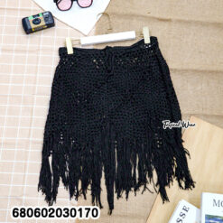 Handmade cotton crochet fringe skirt in white – perfect for beach cover-up and festival fashion