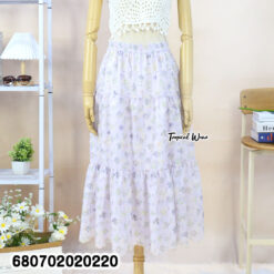 Bohemian tiered cotton summer long skirt free size with floral print
