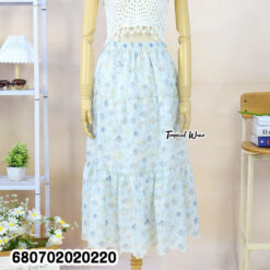 Bohemian tiered cotton summer long skirt free size with floral print