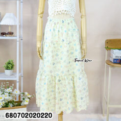 Bohemian tiered cotton summer long skirt free size with floral print