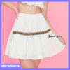Free-size cotton mini skirt with colorful boho trim, designed for comfortable everyday wear.