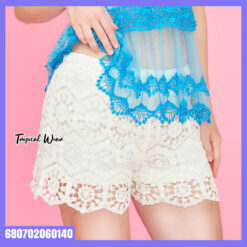 Free-size cotton lace summer shorts in white and beige