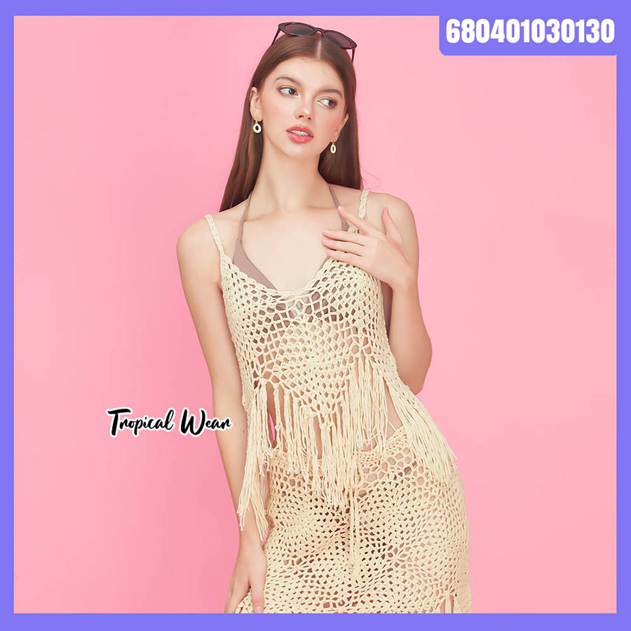 เสื้อสายเดี่ยวถักไหมพรมแต่งพู่ – 680401030130