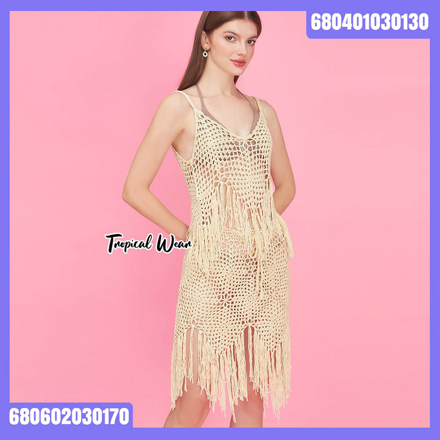 เสื้อสายเดี่ยวถักไหมพรมแต่งพู่ – 680401030130 - Image 2
