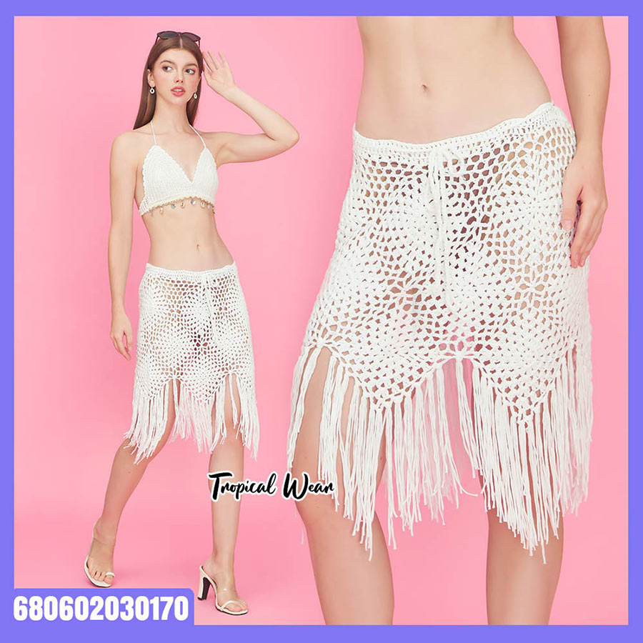 กระโปรงถักโครเชต์ ชายแต่งพู่ - 680602030170