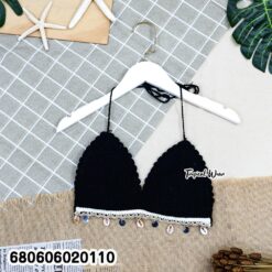 Handmade cotton crochet bralette with imitate seashell trim – Tropical Wear Fashion.