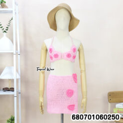 Handmade crochet bralette and skirt set in cotton, free size