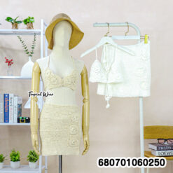 Handmade crochet bralette and skirt set in cotton, free size