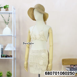 Handmade crochet bralette and skirt set in cotton, free size