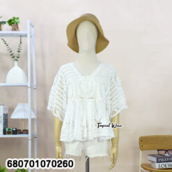 Crochet style lace cotton blouse for summer fashion women