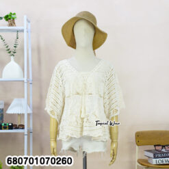 Crochet style lace cotton blouse for summer fashion women