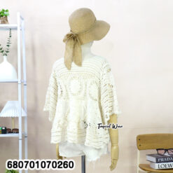 Crochet style lace cotton blouse for summer fashion women