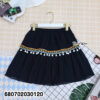 Free-size cotton mini skirt with colorful boho trim, designed for comfortable everyday wear.