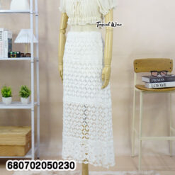 Crochet style cotton skirt for summer, free size white design