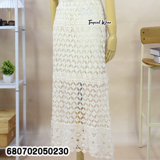 Crochet style cotton skirt for summer, free size white design