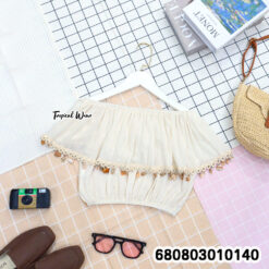 Free size boho cotton off shoulder top with crochet details – white color.