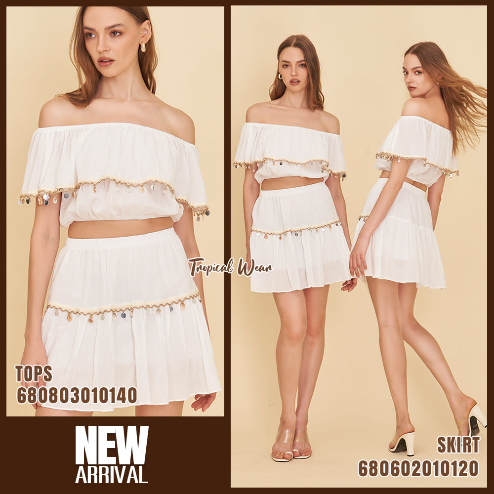 Free size boho cotton off shoulder top with crochet details – white color.
