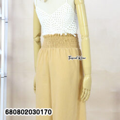 Casual wide leg cotton pants with coconut buckle – everyday fashion