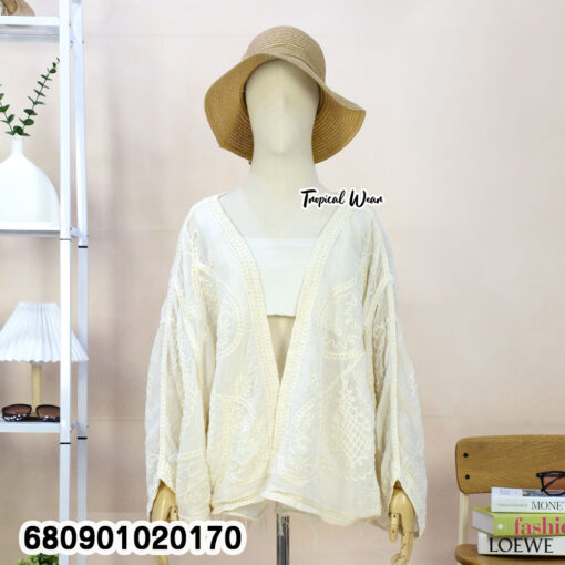 เสื้อแขนยาว ทรงค้างคาว ปักลาย – 680901020170 - Image 2