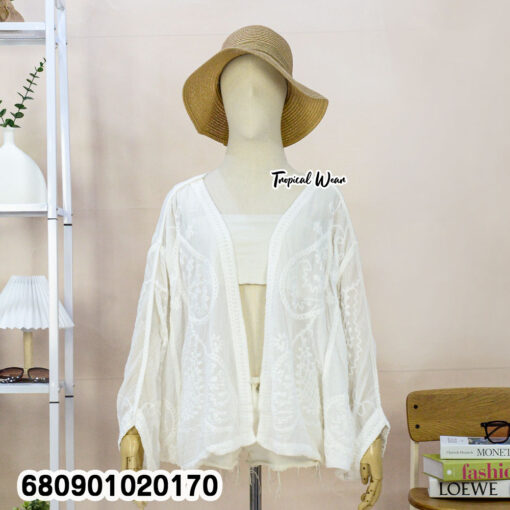 เสื้อแขนยาว ทรงค้างคาว ปักลาย – 680901020170 - Image 3
