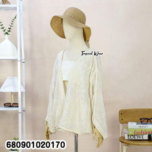 เสื้อแขนยาว ทรงค้างคาว ปักลาย – 680901020170 - Image 4