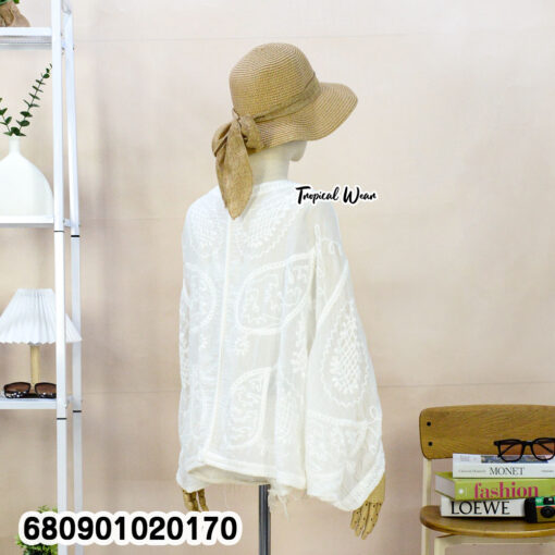 เสื้อแขนยาว ทรงค้างคาว ปักลาย – 680901020170 - Image 5