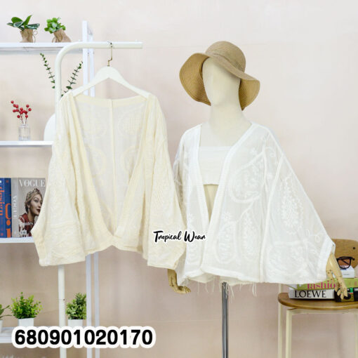 เสื้อแขนยาว ทรงค้างคาว ปักลาย – 680901020170