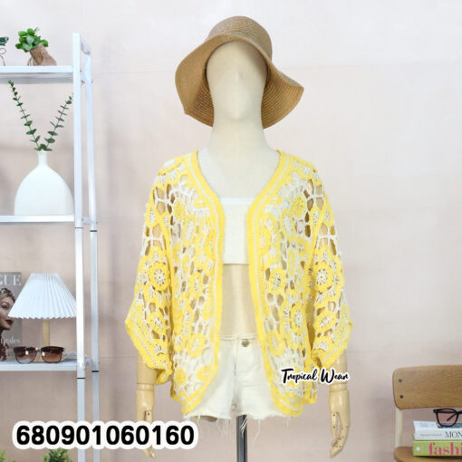 เสื้อคลุมถักโครเชต์ลายดอกไม้สีทูโทน - 680901060160 - Image 5