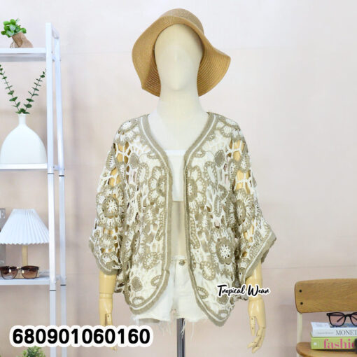 เสื้อคลุมถักโครเชต์ลายดอกไม้สีทูโทน - 680901060160 - Image 6