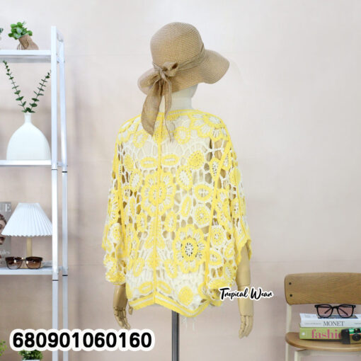 เสื้อคลุมถักโครเชต์ลายดอกไม้สีทูโทน - 680901060160 - Image 7