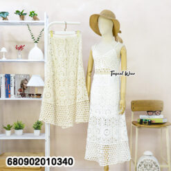 กระโปรงยาวถักลายดอกเหลี่ยม - 680902010340