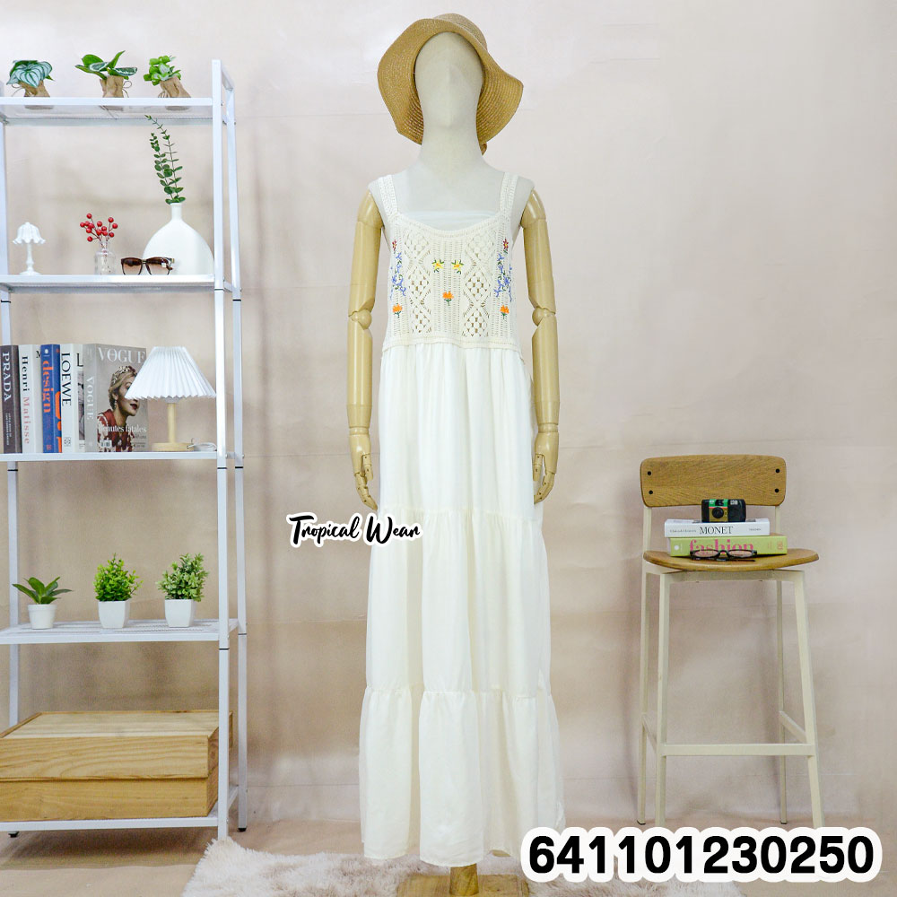 เดรสยาวถักไหมพรมปักลายดอกไม้ - 641101230250 - Image 3