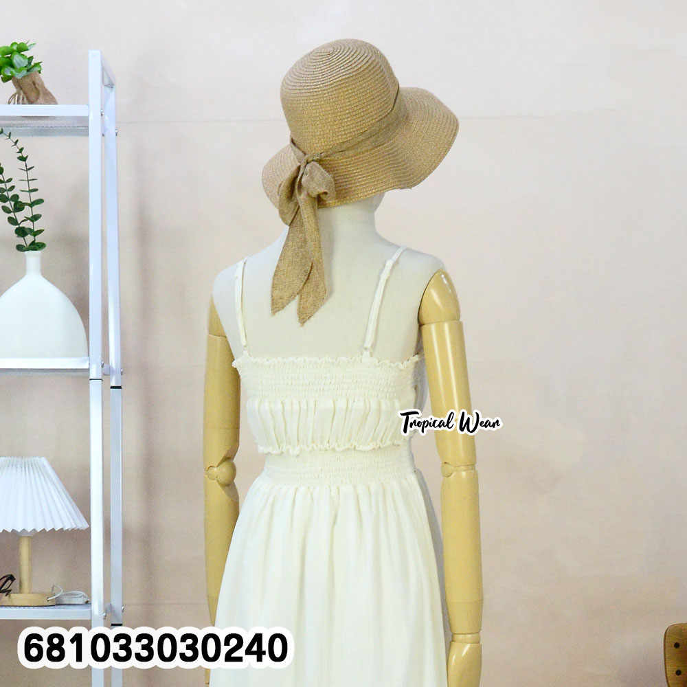 White cotton summer maxi dress for tropical and resort fashion