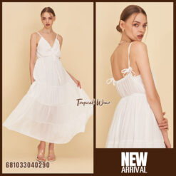 Free size cotton maxi dress for women, available in white and cream, ideal for wholesale buyers.