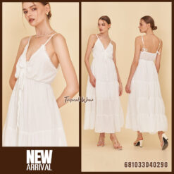 Free size cotton maxi dress for women, available in white and cream, ideal for wholesale buyers.