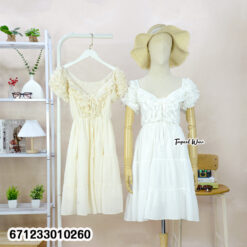 women’s cotton puff sleeve summer dress, free-size, lightweight cotton, tiered silhouette, stretch-back fit