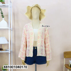 free size lightweight crochet cardigan with open-knit pattern for everyday layering