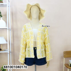 free size lightweight crochet cardigan with open-knit pattern for everyday layering