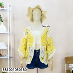 free size lightweight kimono cardigan with soft crochet-style fabric for layering in cool or warm weather