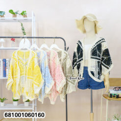 free size lightweight kimono cardigan with soft crochet-style fabric for layering in cool or warm weather