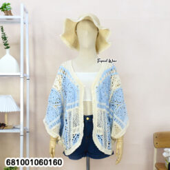 free size lightweight kimono cardigan with soft crochet-style fabric for layering in cool or warm weather