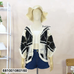 free size lightweight kimono cardigan with soft crochet-style fabric for layering in cool or warm weather
