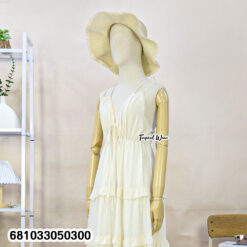 Free-size cotton tiered summer dress with adjustable straps and layered skirt for comfortable everyday wear.