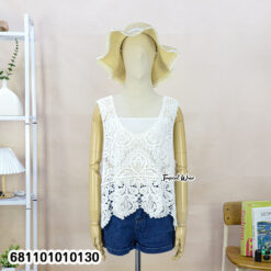 Free size cotton lace top for women, lightweight sleeveless design, soft comfortable casual summer wear